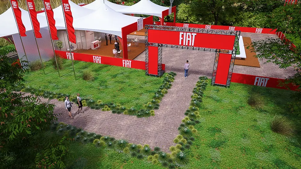 Projeto de stand externo do expositor FIAT que criamos para a feira Racing Festival 2010