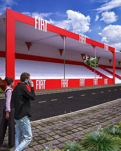 Projeto de stand externo do expositor FIAT que criamos para a feira Racing Festival 2010