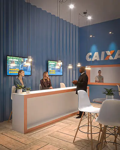 Projeto de stand do expositor Caixa que criamos para a feira Show Safra 2022